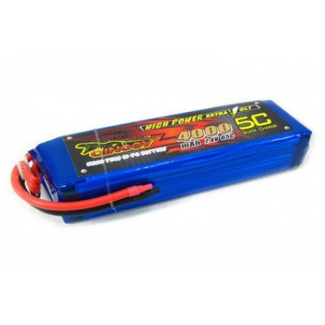 DINOGY battery LIPO 4000mAh 7.4V 65C CF Short Hardcase Deans (DG-LP2S4000-65)