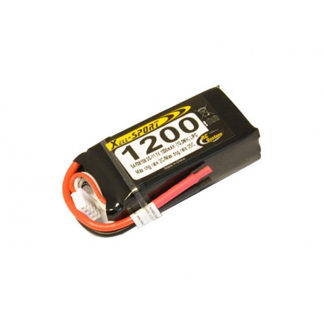 Batterie LiPo Xell Sport 3S 11,1V - 1200mAh 25C - sans connecteur (SAF08108)
