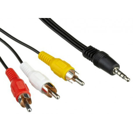 AV-Cable 3,5mm to RCA, 120cm Video/Audio-L/Audio-R - short connector (FC3013)