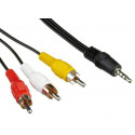 AV-Cable 3,5mm to RCA, 120cm Video/Audio-L/Audio-R - short connector (FC3013)