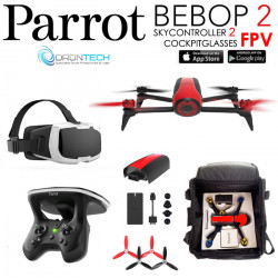 Pack FPV Bebop 2 Drone ROUGE + Cockpitglasses + Skycontroller V2 + Batterie Rouge + Power Bank