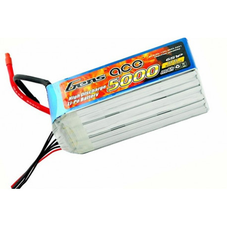 Gens ace 5000mAh 22.2V 60C 6S1P Lipo Battery Pack (B-60/120C-5000-6S1P)